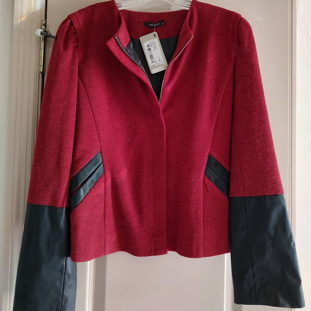 "EXPLOSION"  RED/BLACK, FULLY LINED, WOOL BLEND JACKET - (UK/40 - US/12)